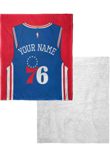 Philadelphia 76ers Personalized Jersey Silk Touch Sherpa Fleece Blanket - Blue
