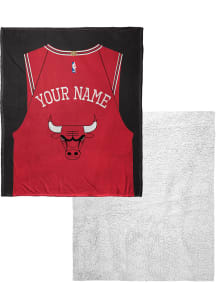 Chicago Bulls Personalized Jersey Silk Touch Sherpa Fleece Blanket - Red