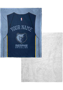 Memphis Grizzlies Personalized Jersey Silk Touch Sherpa Fleece Blanket - Blue