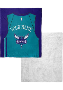 Charlotte Hornets Personalized Jersey Silk Touch Sherpa Fleece Blanket - Blue