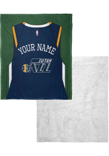 Utah Jazz Personalized Jersey Silk Touch Sherpa Fleece Blanket - Navy Blue
