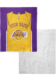 Los Angeles Lakers Personalized Jersey Silk Touch Sherpa Fleece Blanket - Gold