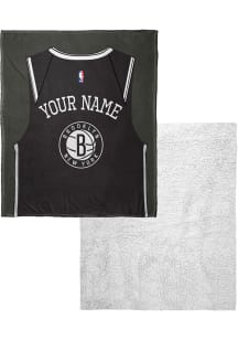 Brooklyn Nets Personalized Jersey Silk Touch Sherpa Fleece Blanket - Black