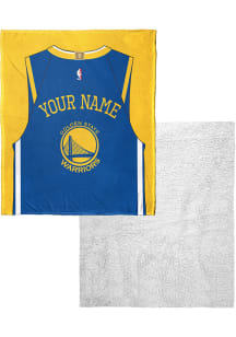 Golden State Warriors Personalized Jersey Silk Touch Sherpa Fleece Blanket - Blue