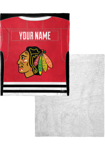 Chicago Blackhawks Personalized Jersey Silk Touch Sherpa Fleece Blanket - Black