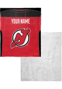 New Jersey Devils Personalized Jersey Silk Touch Sherpa Fleece Blanket - Red