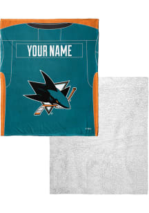 San Jose Sharks Personalized Jersey Silk Touch Sherpa Fleece Blanket - Blue