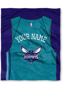 Charlotte Hornets Personalized Jersey Silk Touch Fleece Blanket - Blue