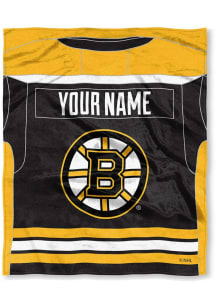 Boston Bruins Personalized Jersey Silk Touch Fleece Blanket - Black
