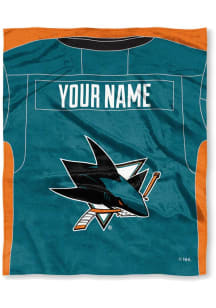 San Jose Sharks Personalized Jersey Silk Touch Fleece Blanket - Teal