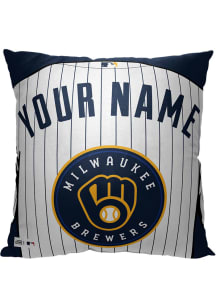 Milwaukee Brewers Personalized Jersey Throw Pillow - Navy Blue