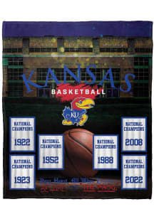 Kansas Jayhawks 50x60 HD Silk Touch Banner Fleece Blanket - Blue
