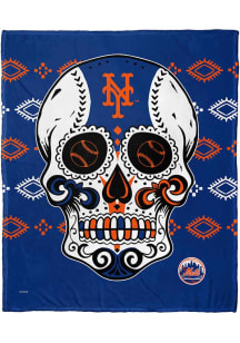 New York Mets Candy Skull 50x60 Silk Touch Fleece Blanket - Blue