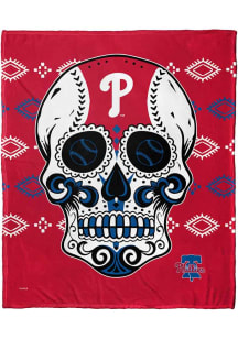 Philadelphia Phillies Candy Skull 50x60 Silk Touch Fleece Blanket - Red