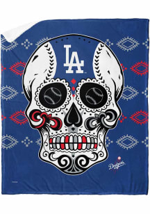 Los Angeles Dodgers Candy Skull Silk Touch Sherpa Fleece Blanket - Blue
