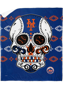New York Mets Candy Skull Silk Touch Sherpa Fleece Blanket - Blue