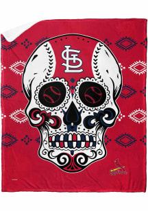 St Louis Cardinals Candy Skull Silk Touch Sherpa Fleece Blanket - Red
