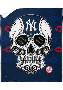 New York Yankees Candy Skull Silk Touch Sherpa Fleece Blanket - Blue
