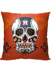 Houston Astros Candy Skull 18x18 Throw Pillow - Orange