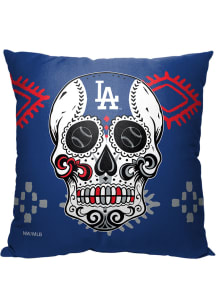 Los Angeles Dodgers Candy Skull 18x18 Throw Pillow - Blue