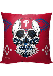 Philadelphia Phillies Candy Skull 18x18 Throw Pillow - Red
