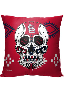 St Louis Cardinals Candy Skull 18x18 Throw Pillow - Red