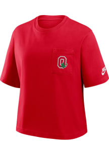 Nike Ohio State Buckeyes Womens Red Boxy Pocket Short Sleeve T-Shirt