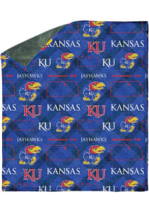 Kansas Jayhawks 60X70 Chenille W/ Shp Rev Sherpa Fleece Blanket - Blue