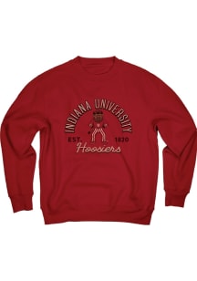 Blue 84 Indiana Hoosiers Mens Crimson Hoosier The Bison Long Sleeve Crew Sweatshirt