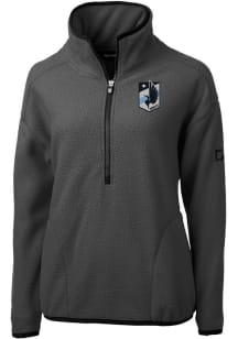 Cutter and Buck Minnesota United FC Womens Graphite Cascade Sherpa Qtr Zip