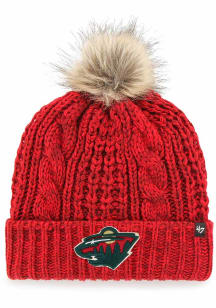 47 Minnesota Wild Red Meeko Cuff Pom Womens Knit Hat