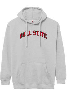 Ball State Cardinals Mens Grey Arch Name Twill Long Sleeve Hoodie