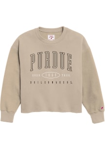 Purdue Boilermakers Womens Beige Reverse Fleece Crew Sweatshirt