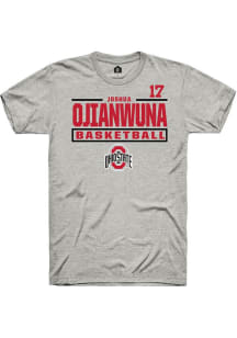Joshua Ojianwuna Ohio State Buckeyes Ash NIL Stacked Box Short Sleeve Player T Shirt