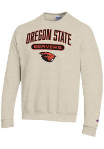 Champion Oregon State Beavers Mens Oatmeal Powerblend Long Sleeve Crew Sweatshirt