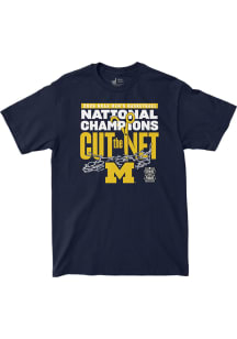 Michigan Wolverines Navy Blue 2026 Men's Basketball National Champions Cut The Net Short Sleeve Fa..