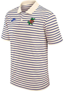 Nike Florida Gators Mens Natural Legacy Striped Primary Logo Short Sleeve Polo