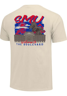 SMU Mustangs White Hand Drawn Campus Stack Short Sleeve T Shirt