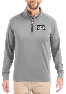 Cutter and Buck Big 12 Mens Ash Adapt Eco Big and Tall Qtr Zip