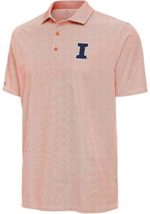 Antigua Illinois Fighting Illini Mens Orange Pave Short Sleeve Polo