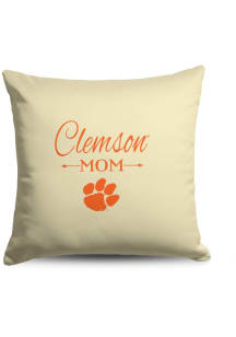 Clemson Tigers Mom 18x18 Throw Pillow - White