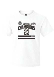 Liam Valente Western Michigan Broncos Youth White NIL 2025 National Champions Shirzee Player Tee