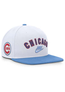 Nike Chicago Cubs White Cooperstown Wordmark Pro Flat Brim Mens Snapback Hat
