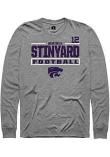 Serious Stinyard K-State Wildcats Graphite Football NIL Stacked Box Long Sleeve Player T Shirt