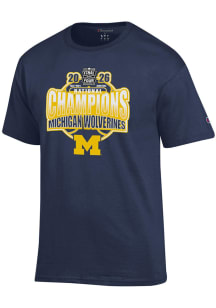 Champion Michigan Wolverines Navy Blue 2026 Men's Basketball National Champions Short Sleeve T Shi..