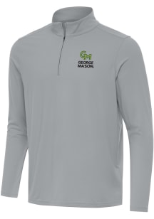 Antigua George Mason University Mens Grey Antigua Intent Quarter Zip Long Sleeve Qtr Zip Pullover