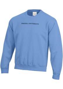 Drexel Dragons Mens Light Blue Embroidered Long Sleeve Crew Sweatshirt