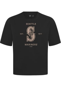Levelwear Seattle Mariners Black Signature Knit Crossway Short Sleeve Fashion T Shirt