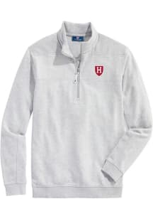 Vineyard Vines Harvard Crimson Mens Grey Shep Long Sleeve Qtr Zip Pullover