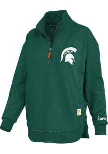 Pressbox Michigan State Spartans Womens Green Northfork Sojourn Qtr Zip